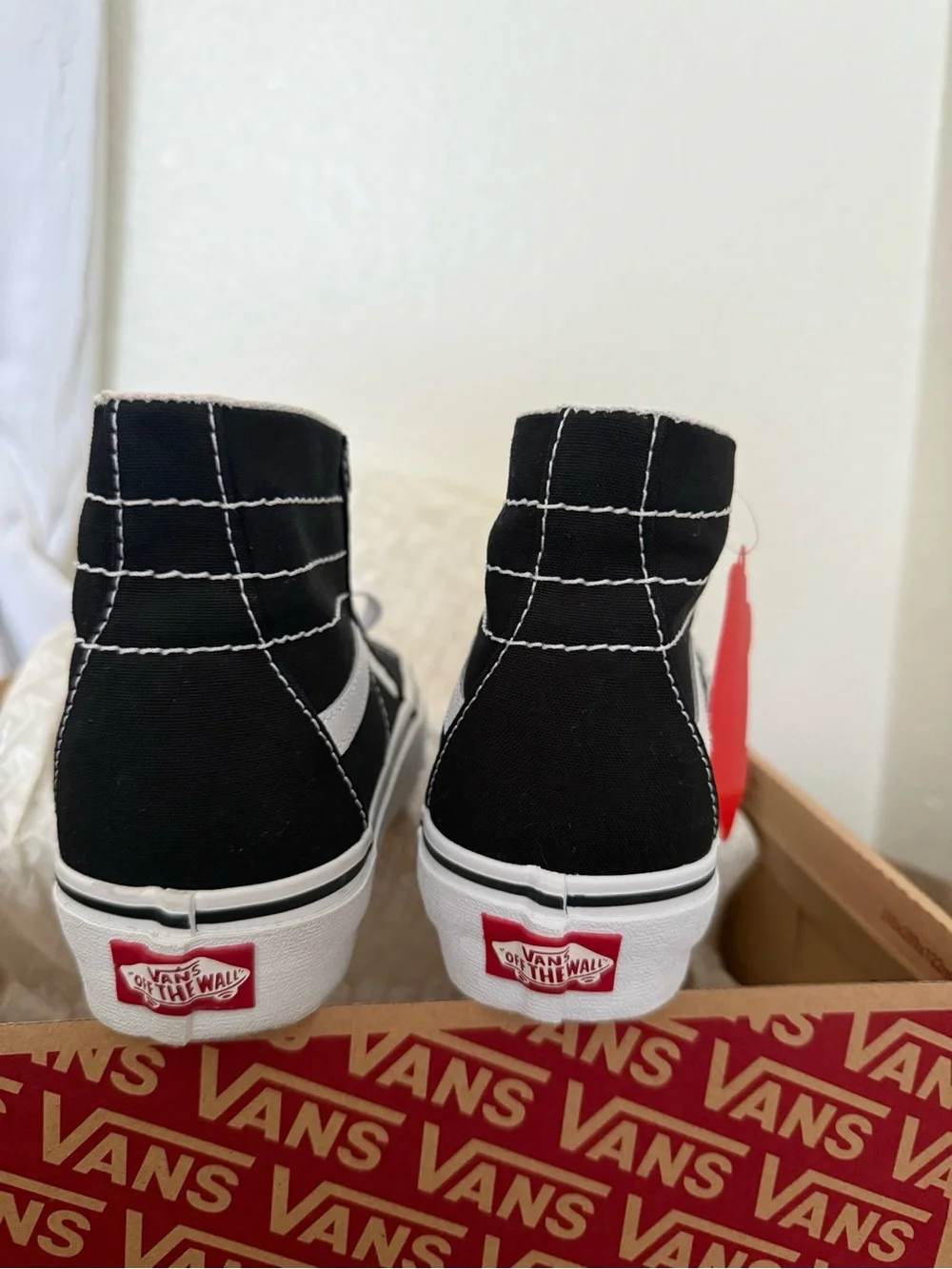 Vans SK8 Hi Black White Suede Canvas High Tapered Sneakers Men's 5.5 Womens 7
